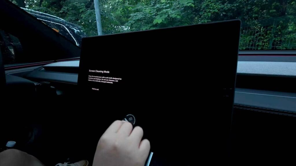 Cleaning an EV touchscreen before installing a screen protector